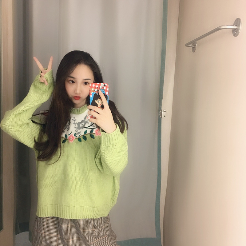 仙域花瓣丨2023刺绣糖果色手工钩花日系古着毛衣ins女森系甜