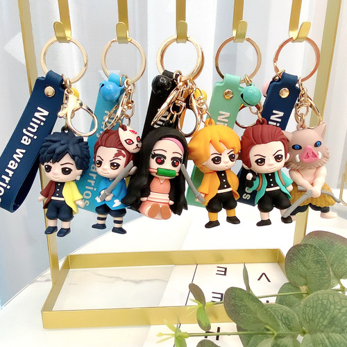 Demon Slayer Keychain Demon Slayer Car Keychain Cartoon Anime Doll School Bag Pendant Figure Peripheral Small Gift