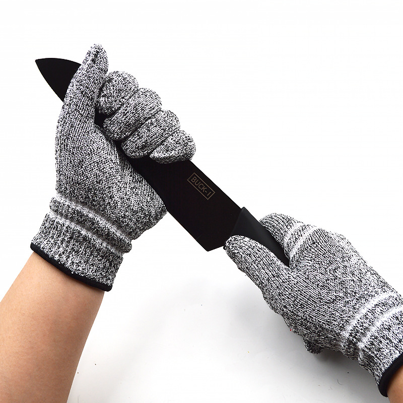 厂家新款反光防割级手套 带防割纱线针织5级耐磨防切割防护手套