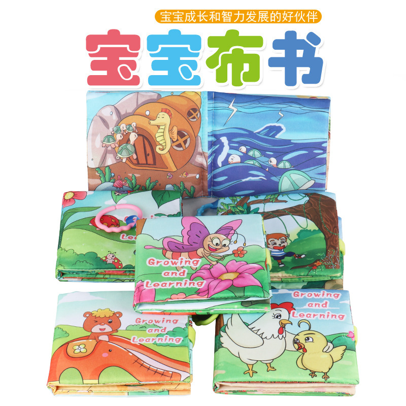 Amazon Cross border three-dimensional baby Cloth book Early education Toys english Palm animal number cognition baby Cloth book