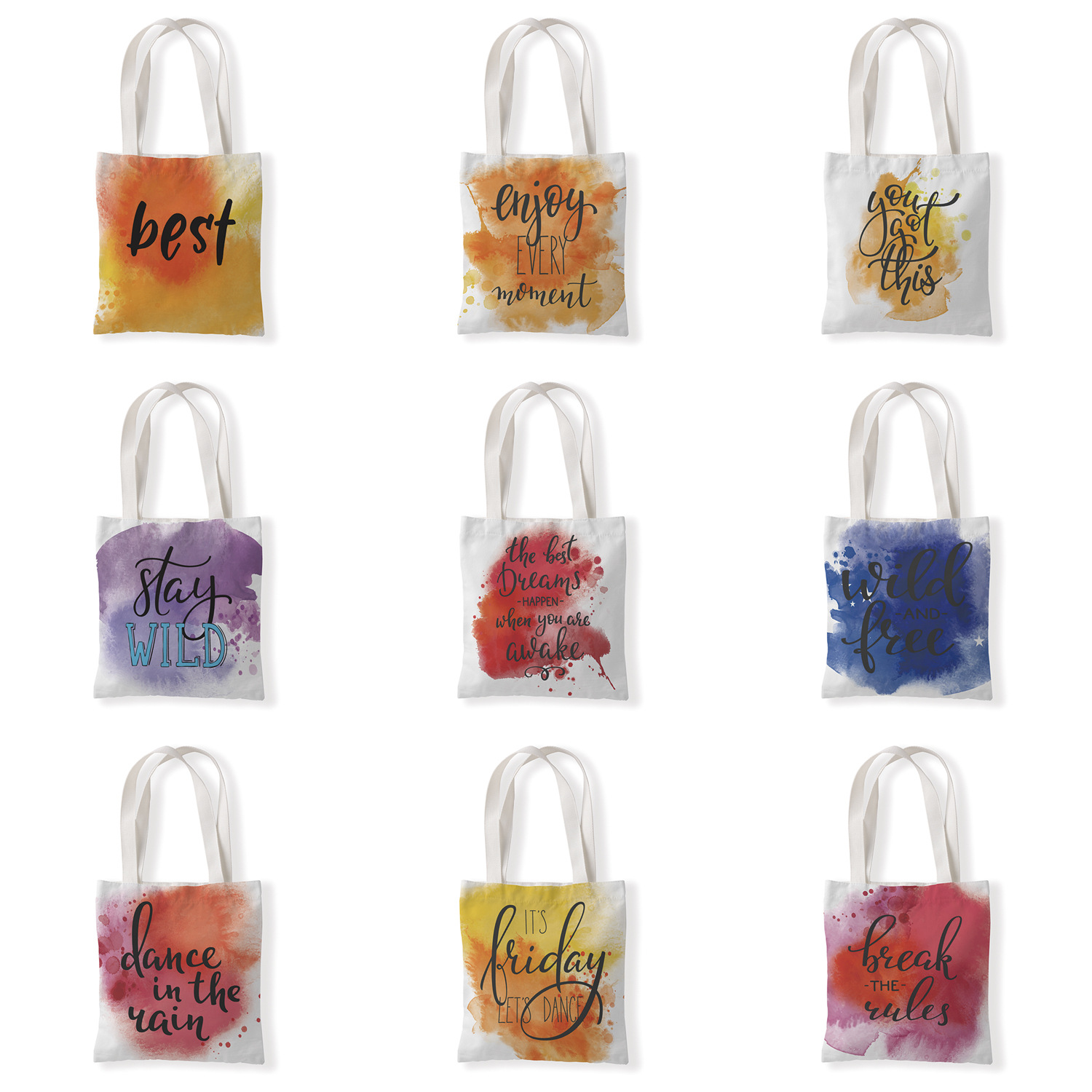 创意烟雾字母印花帆布袋休闲单肩袋百搭包零钱袋环保购物袋手拎包