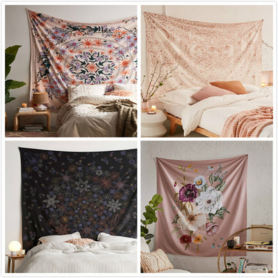 挂毯北欧爆款波西米亚背景宇宙手掌黑白月亮花朵民宿客厅装饰布|ms