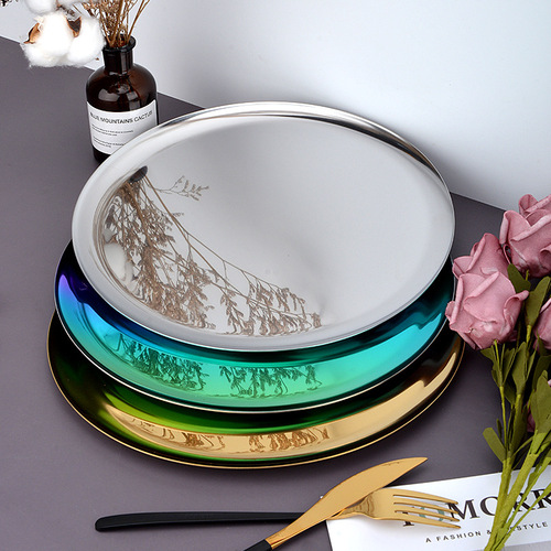 Nordic style ins storage tray Simple Nordic style stainless steel storage tray towel tray golden color metal tray