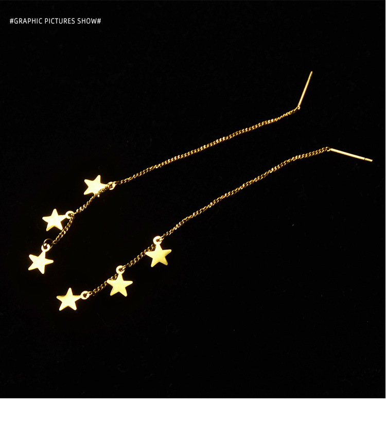 Tower Base Three-layer Five-pointed Star Earrings Titanium Steel Material 18k Real Gold Plated Star Earring Wholesale Nihaojewelry display picture 2