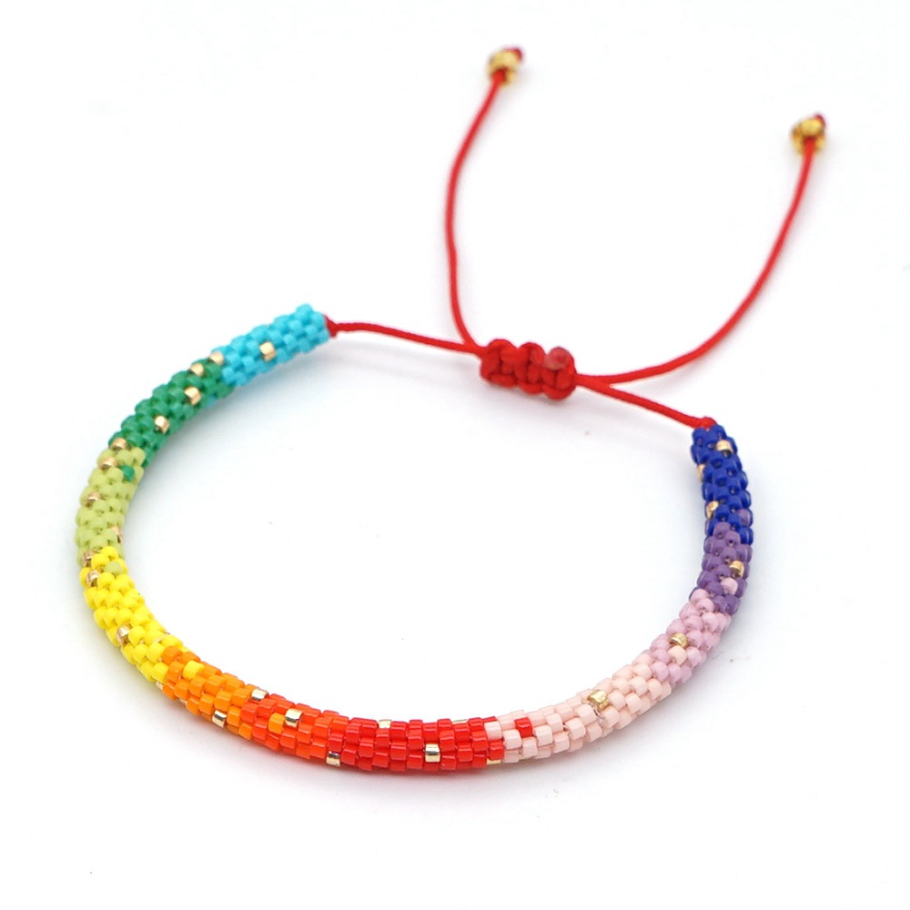 Bohemian Style Beaded Rainbow Bracelet display picture 9