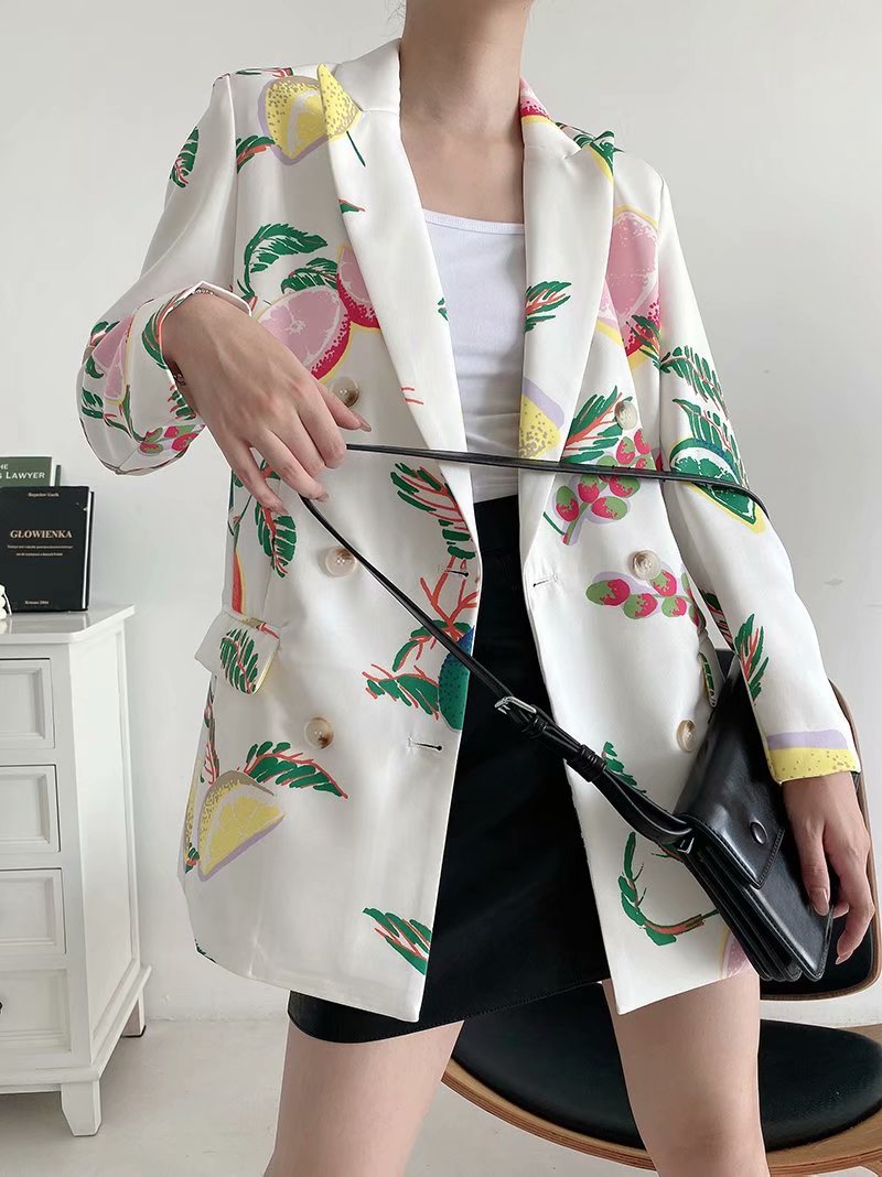 lapel double-breasted printing small suit jacket  NSAM30528