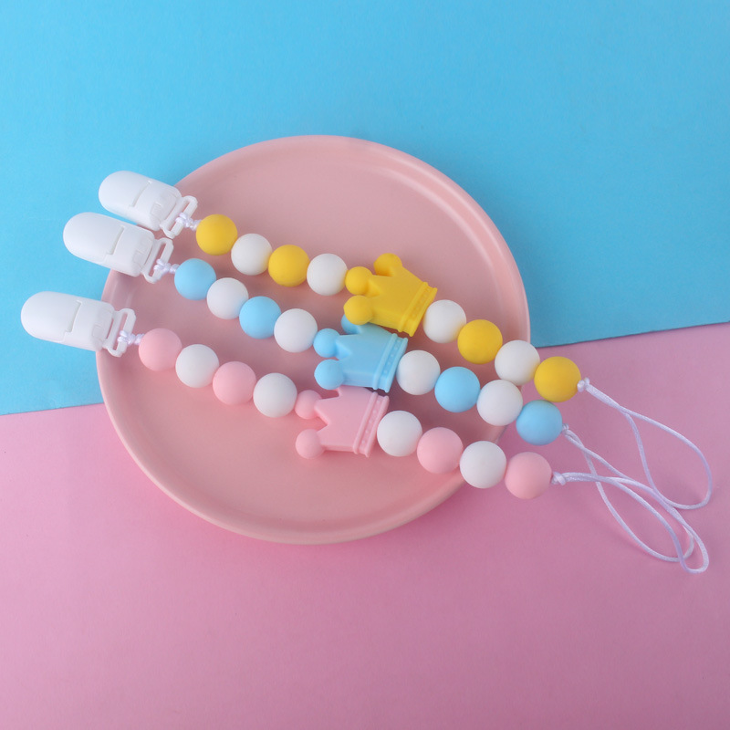 Suministros para bebés calmante clip de chupete de silicona bebé anti-gota cadena cuentas de silicona Cadena de chupete Comercio exterior Amazon Venta caliente