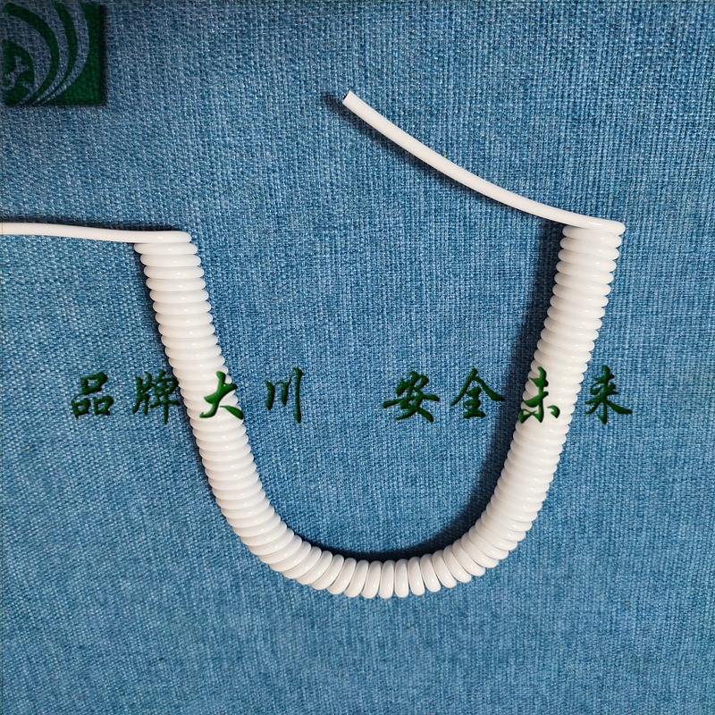 螺旋线4心0.3平方白色亮PU弹簧线黑色亚光5毫米直线外径