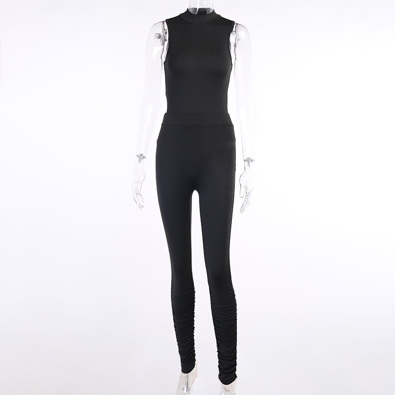 high-neck sleeveless one-piece jumpsuit set NSXE38696