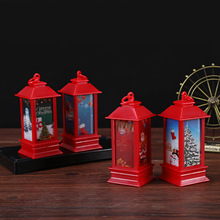 圣诞树火焰风灯圣诞老人雪人装饰小夜灯 圣诞节LED发光摆件烛台灯