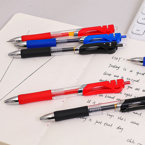 Simple bullet press pen student exam press-type gel pen learning office stationery signature ink pen black