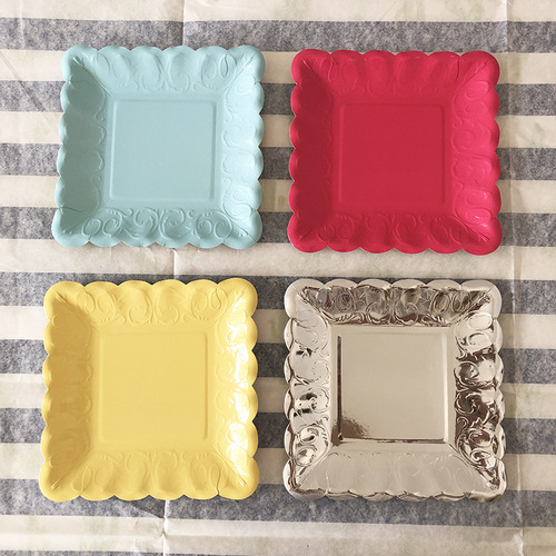 Thickened Disposable Plate Gold-Color Colored Paper Plate Party Fruit Plate Fruit Dessert Table Cake Small Plate Afternoon Tea