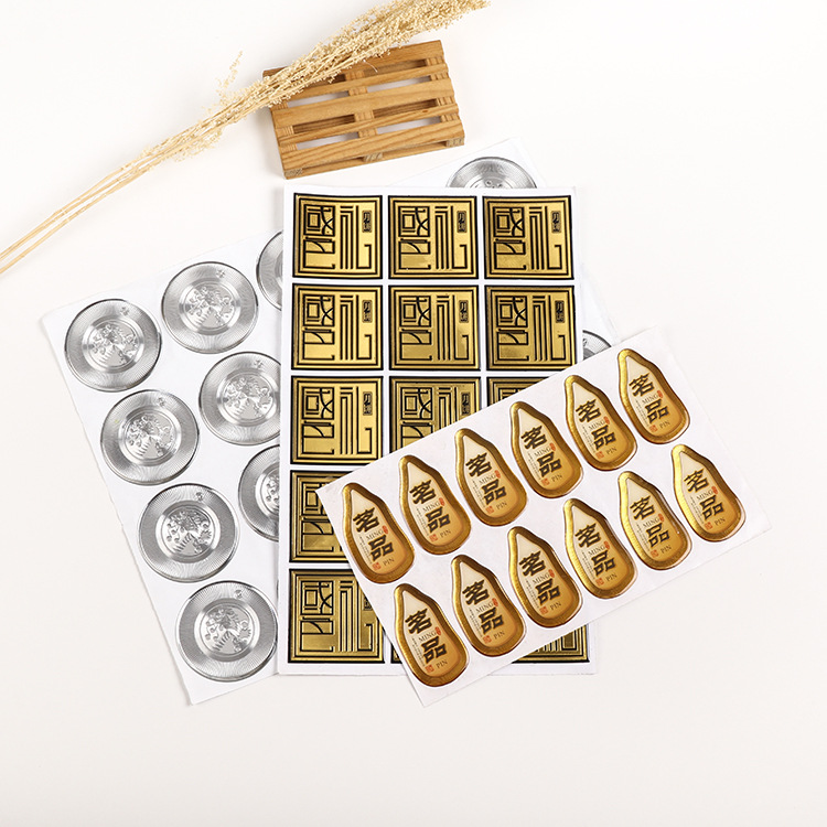 厂家PVC水晶滴塑贴纸金箔 不干胶标签 水晶滴胶标贴