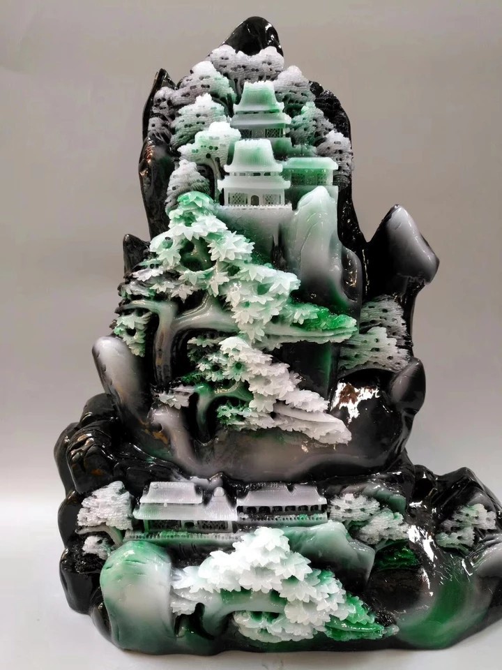 观赏仿玉石岫岩玉原石奇石独山玉摆件玉雕雕刻仿翡翠山水雕件