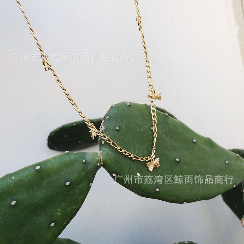 Flor Mariposa Colgantes Titanio Acero 18k Collar Chapado En Oro Venta Al Por Mayor Nihaojewelry display picture 1