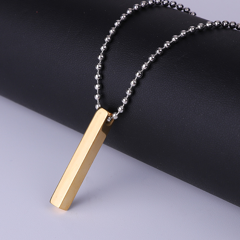 Stainless steel Three-dimensional long column titanium steel pendant lettering sweater necklace keychain laser advertising logo gift