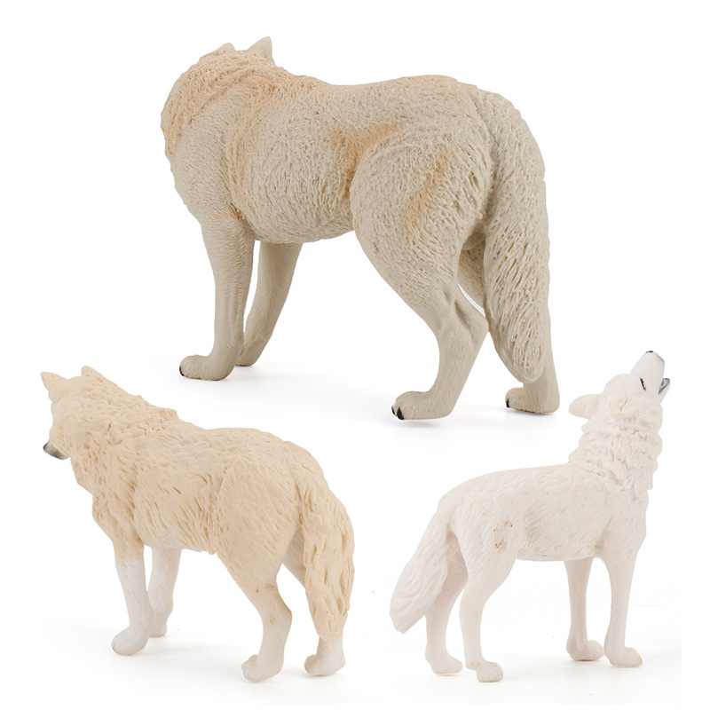 Exportación transfronteriza venta caliente modelo de animales forestales para niños lobo blanco sólido rugido lobo adornos de arena creativos