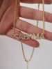 Zirconium with letters, necklace, chain, 9.5mm, custom made