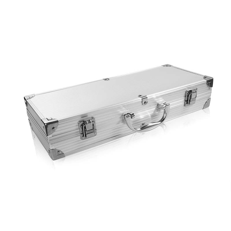 [Fuente de fábrica] de acero inoxidable traje de barbacoa herramientas de barbacoa al aire libre caja de aluminio de 18 piezas Grill en stock
