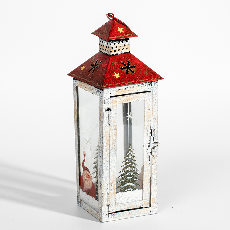 Retro estilo americano decoración de lámpara de viento a prueba de viento candelabros colgantes decoración de navidad muñeco de nieve viejo