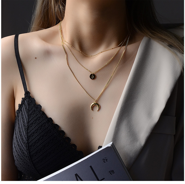 new fashion star moon sun titanium steel bracelet necklace set