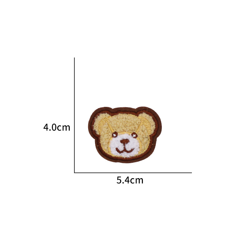 Parche bordado de chenilla con cabeza de oso de peluche, bordado a máquina, para reparación de ropa, decoración de bolsos DIY