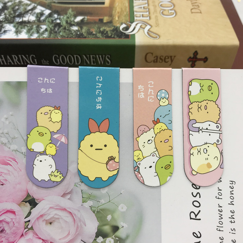 창의력 작은 청신 구석 생물 양면 자성 책갈피 학생용 책갈피 반절 자석 책