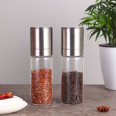 304 stainless steel pepper grinder, glass seasoning bottle, manual coffee sea salt black pepper grinder bottle