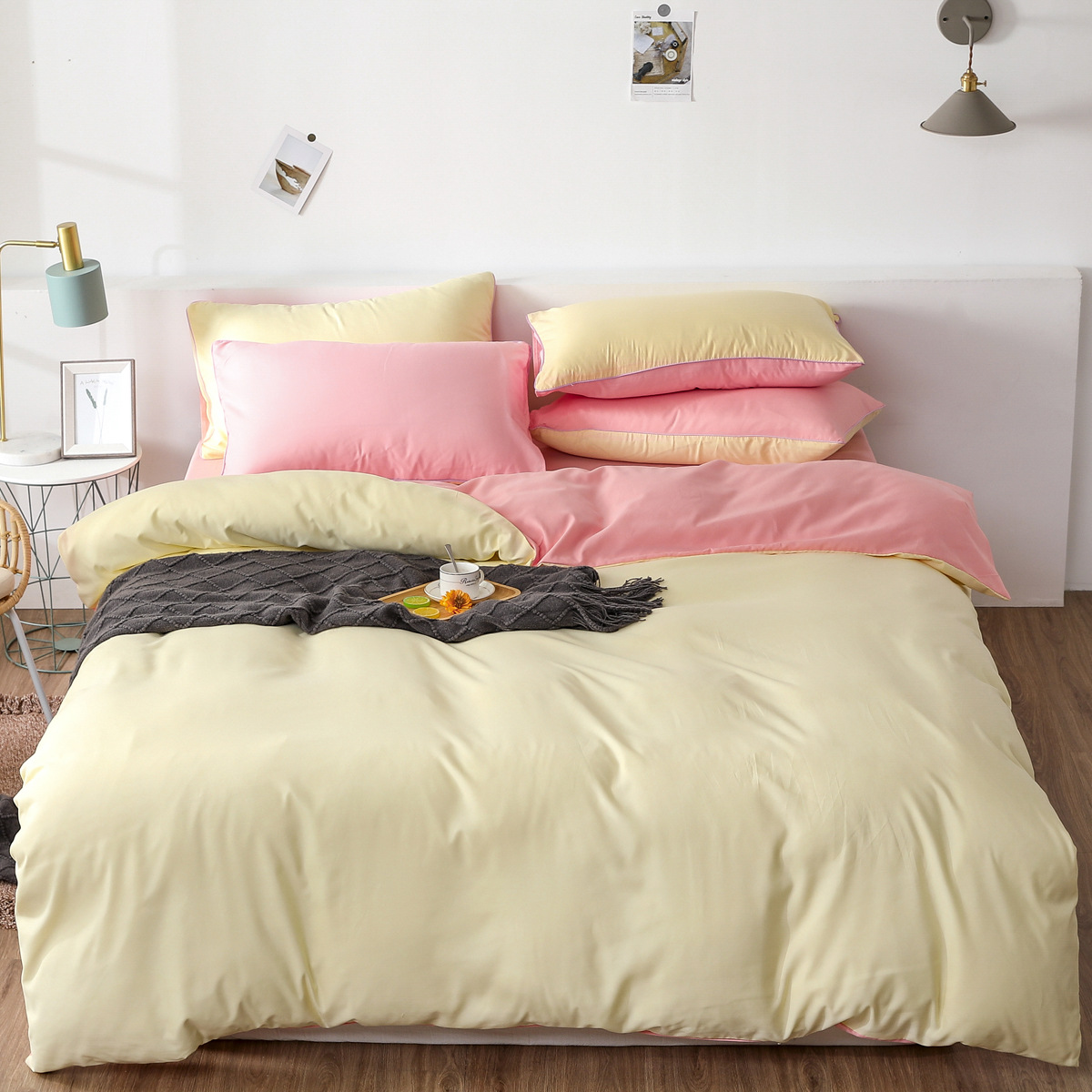 外贸家纺三件套亚马逊欧美尺寸床上用品被套套件简约纯色磨毛