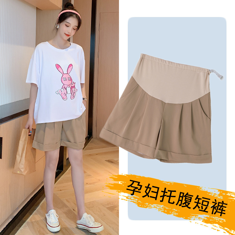 New Pregnant Women's Pants Summer Chiffon Thin Outer Belly-supporting Shorts Trendy Hot Mom Loose All-match Summer Casual Pants