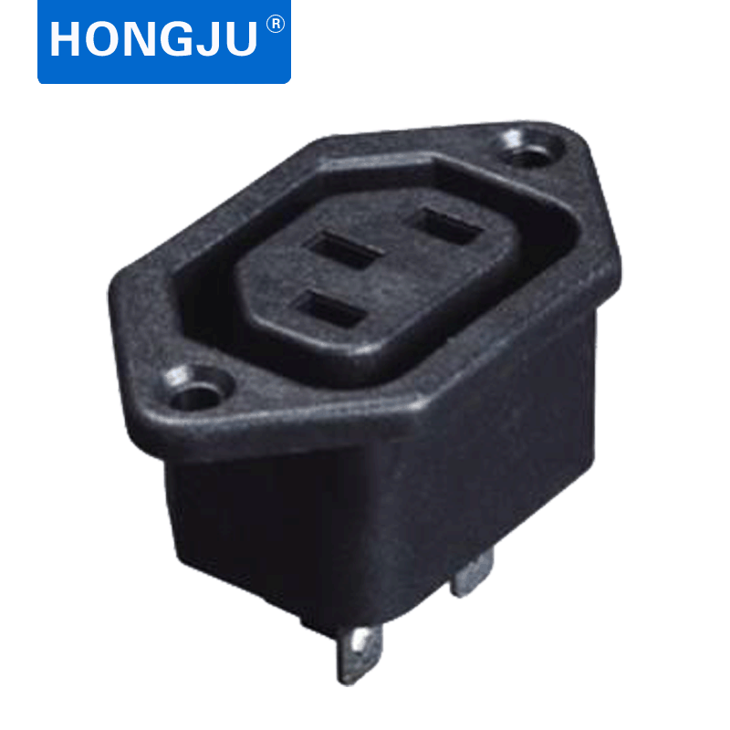 厂家批发 AC电源插座  母座带固定孔 UL94V2 CCC认证10A/15A250V