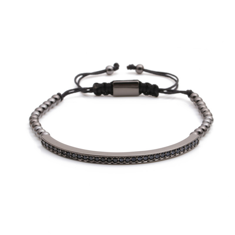 Fashion stainless steel Roman letter adjustable copper braided bracelet set
