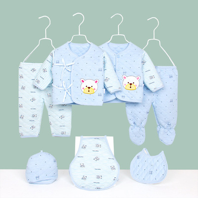 初生宝宝全棉衣服新生儿精棉内衣套装七件套婴儿套装四季一件代发|ms