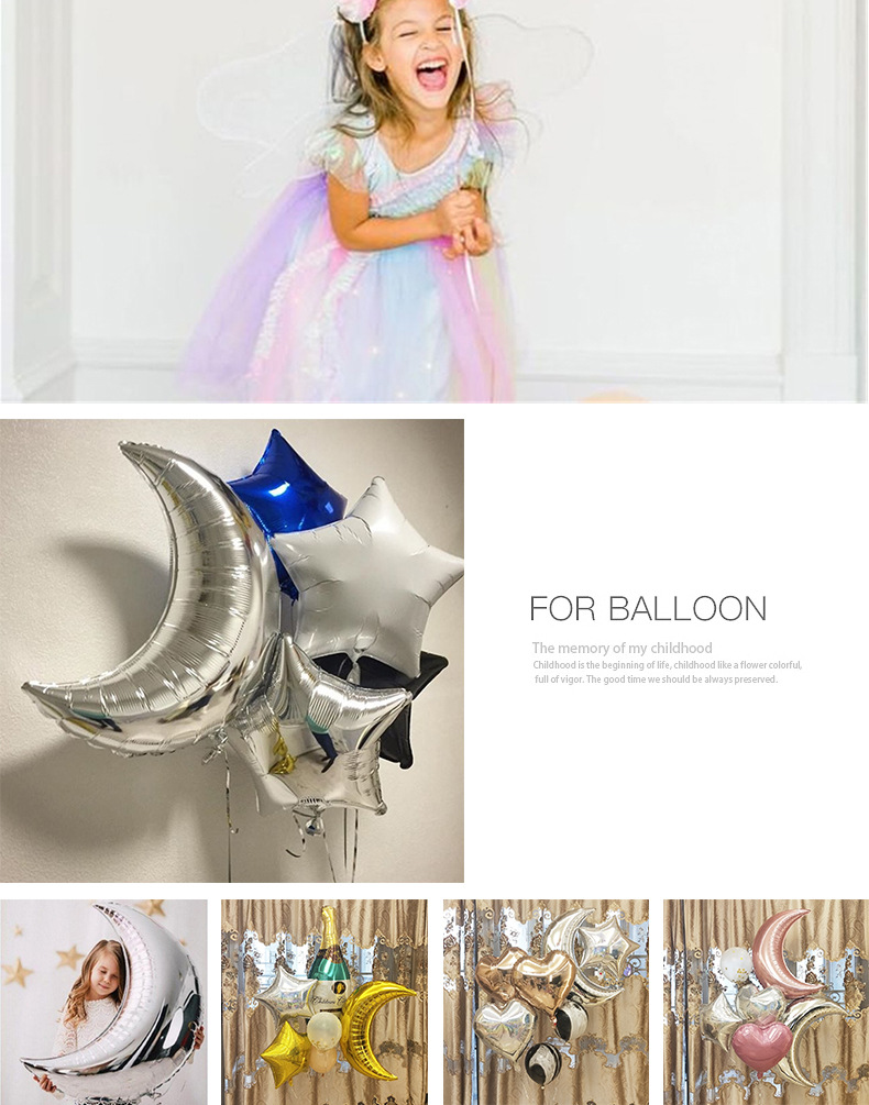 Birthday Party Decoration Layout Large Moon Aluminum Foil Balloon Party Aluminum Film Balloon Wholesale display picture 5