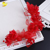 Red hair accessory for bride, wedding dress suitable for photo sessions, flowered