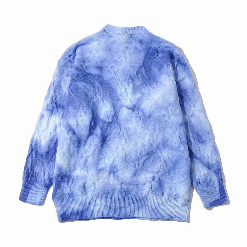 autumn new round neck tie-dye loose long-sleeved sweater NSHS24086