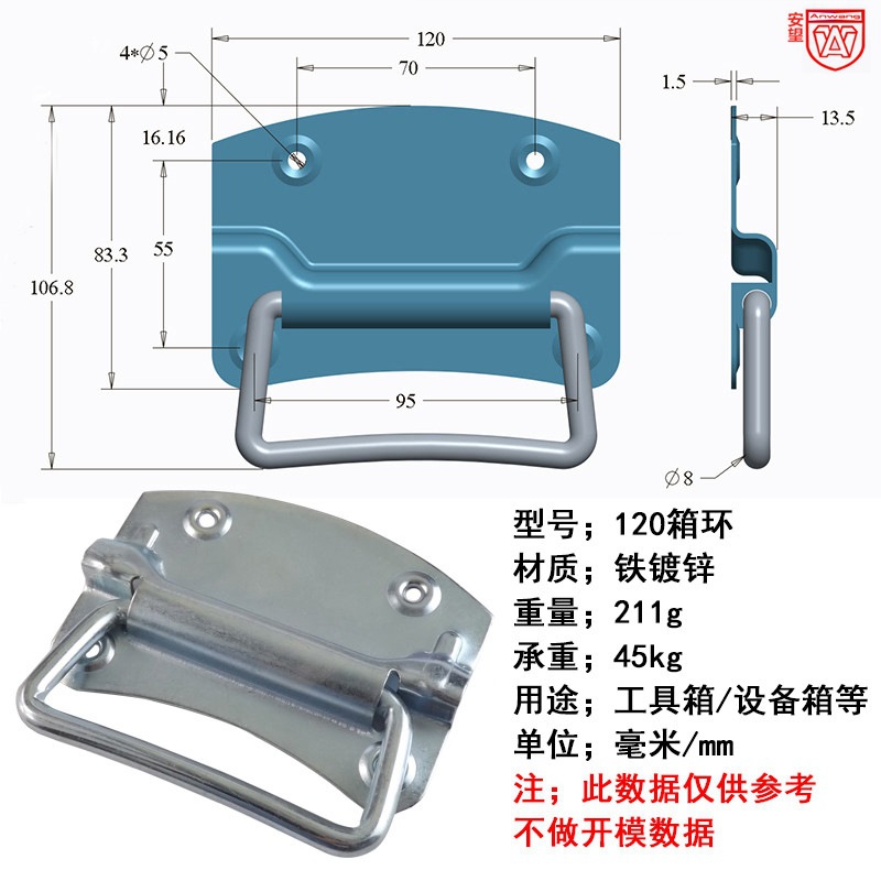 Anwang acero inoxidable 304 manija de caja industrial manija de bolsa de acero accesorios de hardware manija