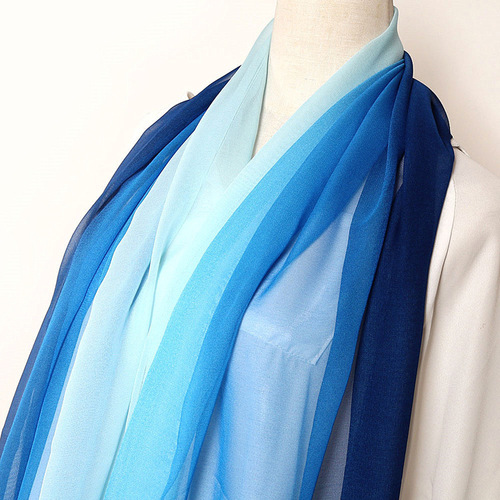 Model Runway Silk Scarf Pure Gradient Thin Scarf Summer Sun Protection Shawl Georgette Fabric Figure Ethic Dance Scarf