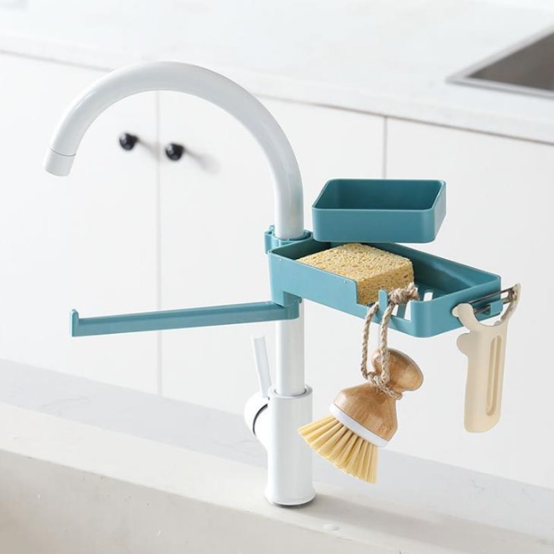 Multi-layer Rotatable Faucet Rack Cloth Rack Kitchen Utensils Storage Rack display picture 1