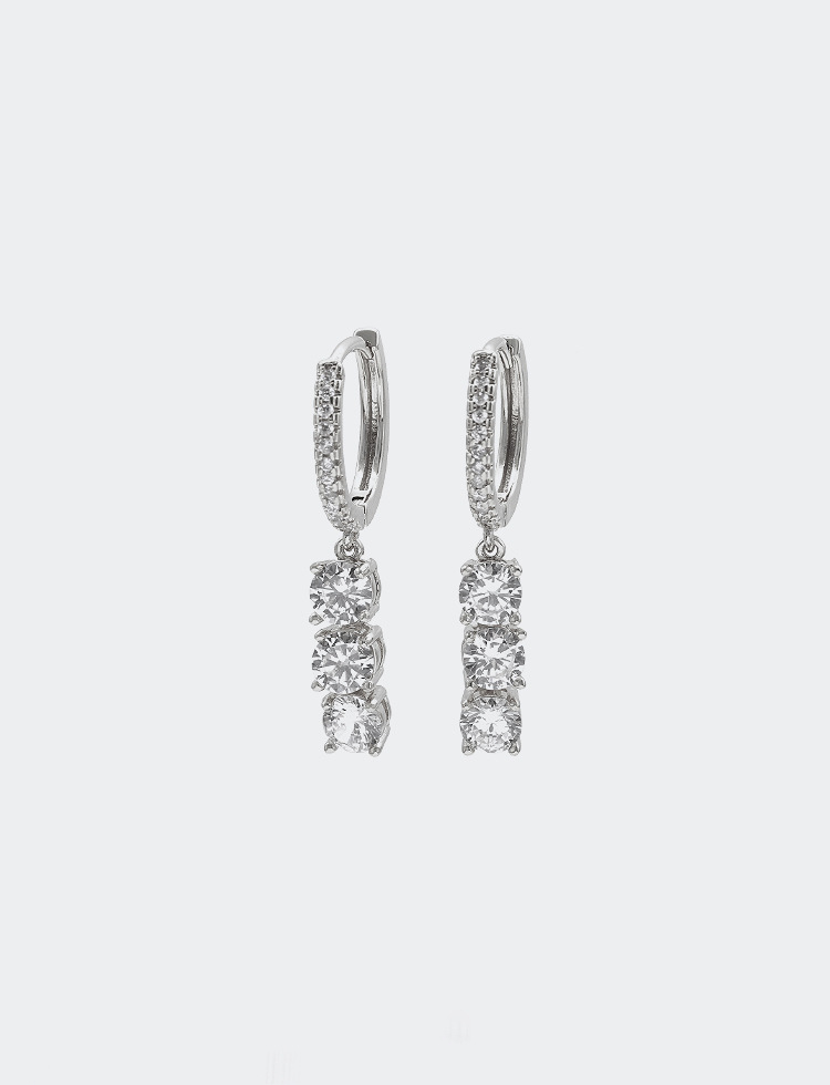 Simple Long Four-claw Gold-plated Zircon Earrings display picture 6