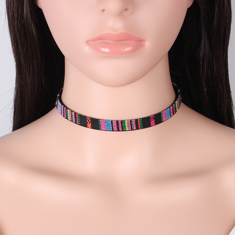 5g Weight Choker Classification Wedding, Travel Occasion Women'S Gender Ethnic Style Style Blue, Black Color Fashion Handmade Color Embroidery Short Necklace Wholesale 2