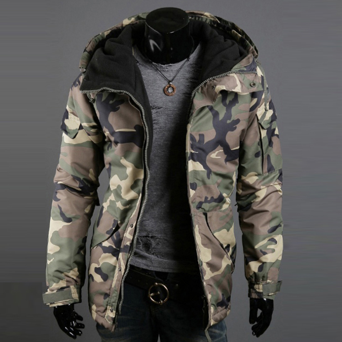Camouflage men's casual hooded jacket