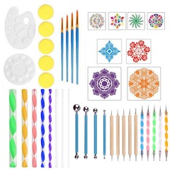 Cross-border Mandala Tool Children's Doodle Painting Set 41-Piece Set with Stamping Brushes and Color Palette Mandala Painting Tools