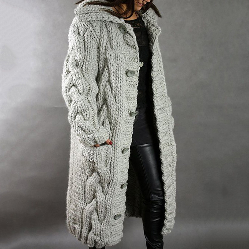 Women's solid color knitted sweater loose coat plus size sweater_voghion.com