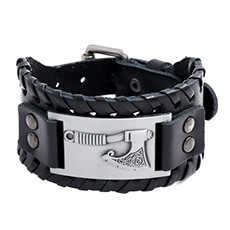 Retro Menu0027s Leather Bracelet Domineering Warrior Shield Braided Bracelet