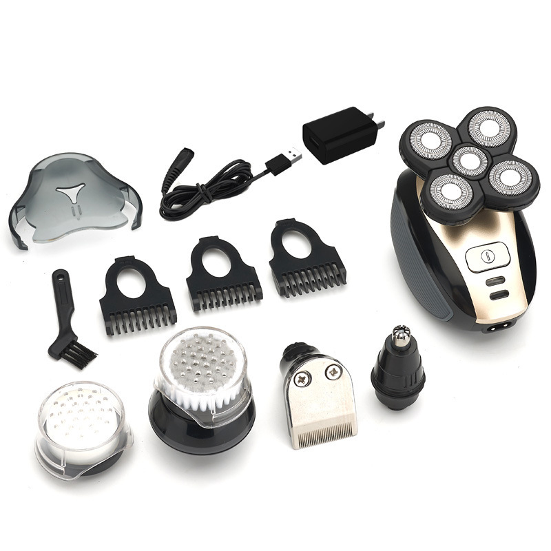 自建站熱銷款5合1多功能電動剃須刀5D刮胡刀光頭剃毛器鼻毛器套裝