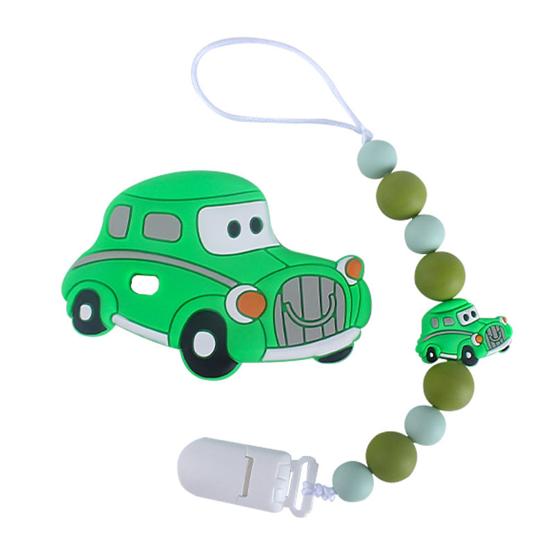 Bebé teether juguetes teether palo clásico coche de silicona chupete cadena anti-gota de la cadena de venta caliente teether traje