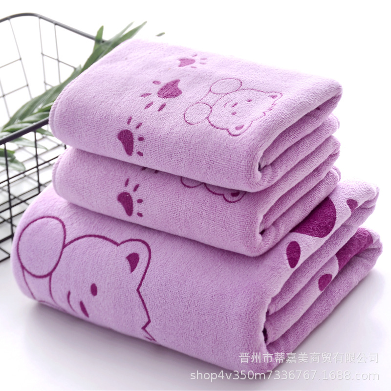 Toalla de baño de tres piezas conjunto absorbente de secado rápido impresión hermosa suave envoltura larga de las mujeres de dibujos animados para adultos Toalla de playa regalo de retorno