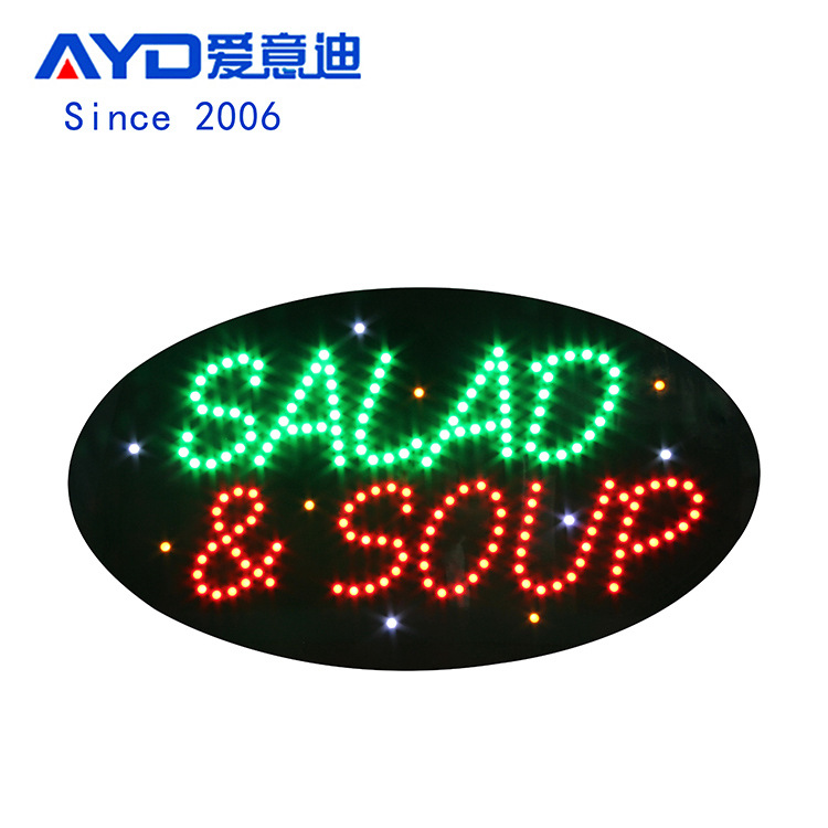 跨境LED广告牌营业灯箱 LED SALAD SOUP SIGN 亚克力发光字指示牌