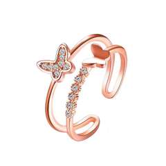 Internet celebrity fashion personality butterfly open ring student chic minimalist index finger ring cold style ring for women